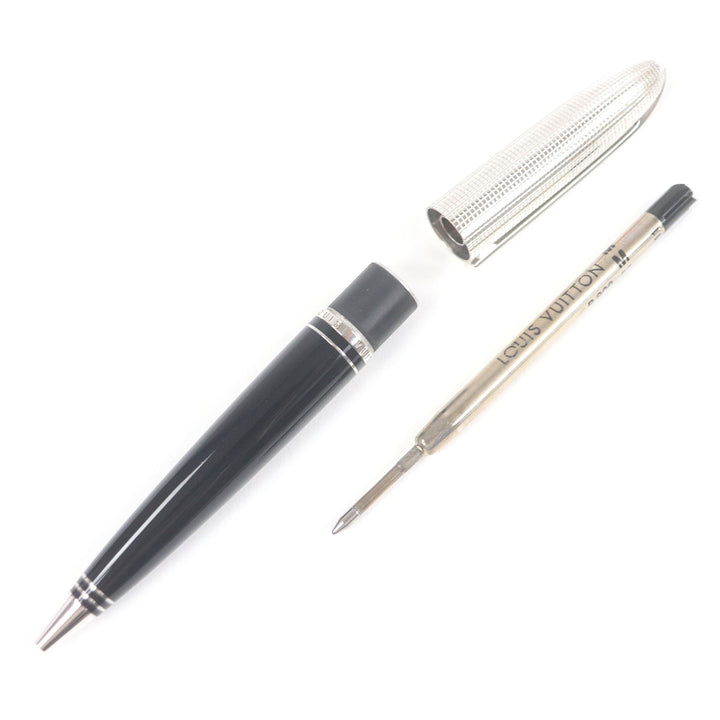 Great LOUIS VUITTON Ballpoint pen Dock lacquer Twist type Black Silver mens