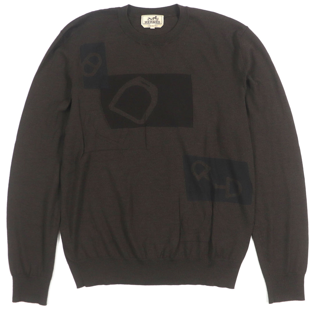 Great HERMES sweater Dark brown cashmere mens S