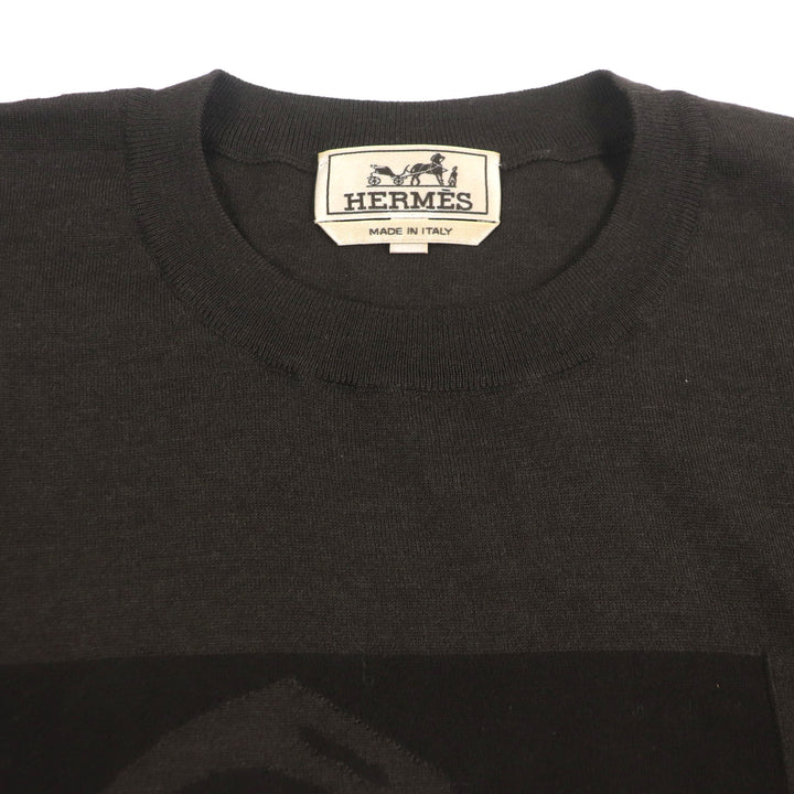 Great HERMES sweater Dark brown cashmere mens S
