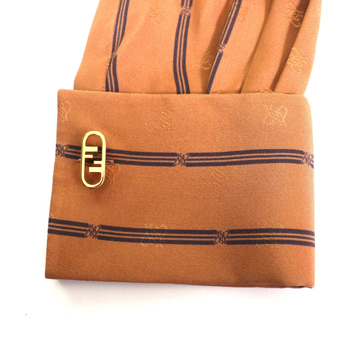 Great FENDI one piece Olock cuffs with embroidered FF logo design silk 36 FDB659