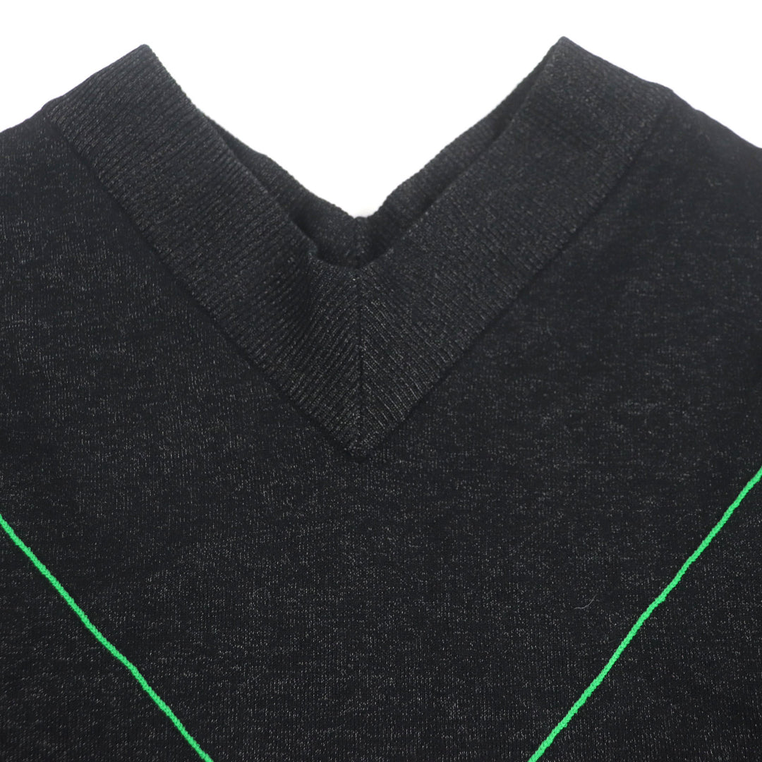 Great BOTTEGAVENETA sweater Cross-stitch V-neck knit Black green wool mens S