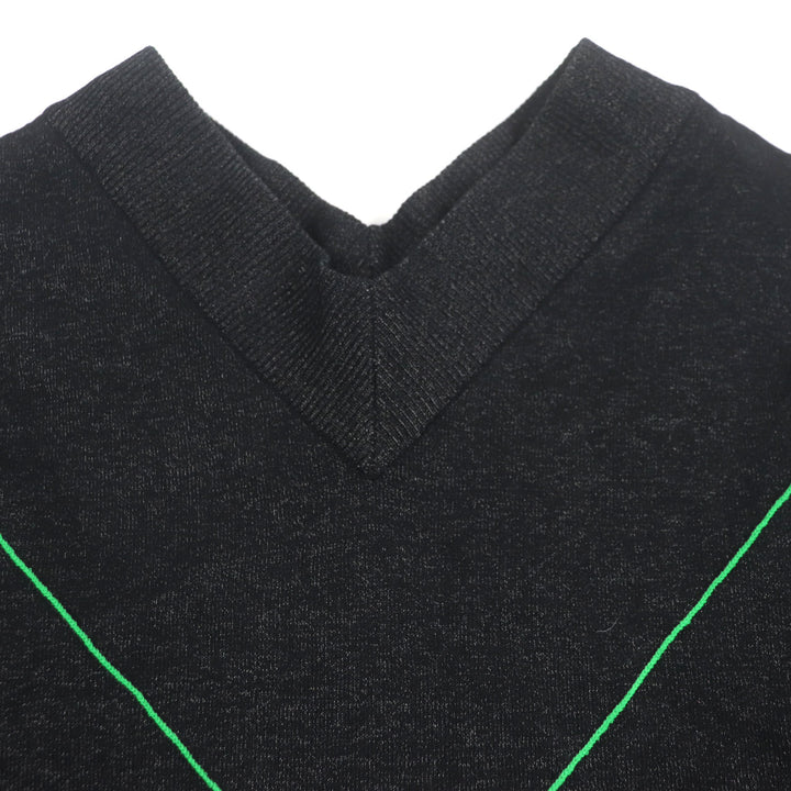 Great BOTTEGAVENETA sweater Cross-stitch V-neck knit Black green wool mens S