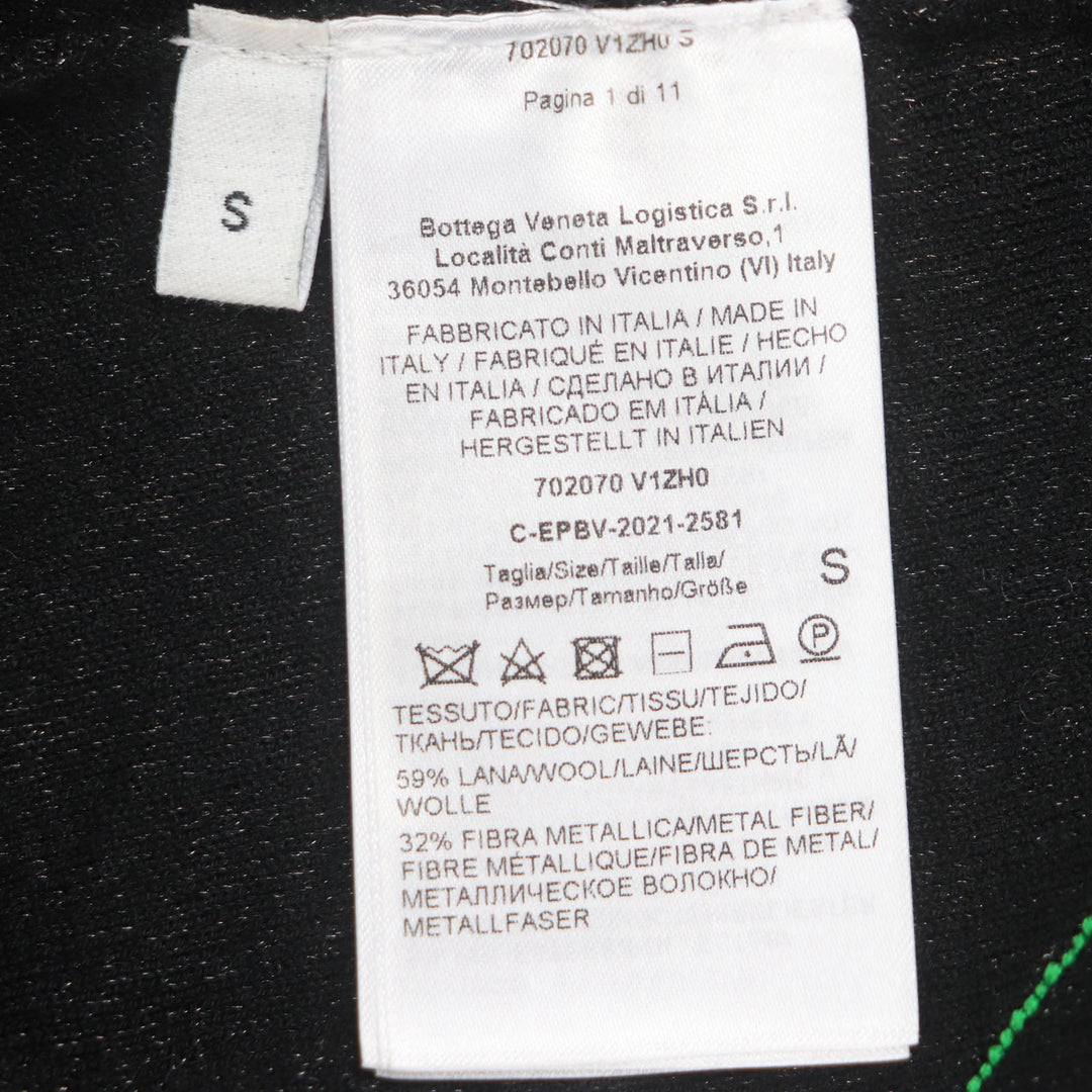 Great BOTTEGAVENETA sweater Cross-stitch V-neck knit Black green wool mens S