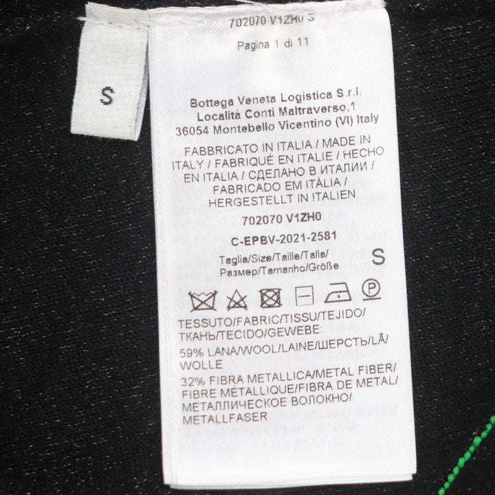 Great BOTTEGAVENETA sweater Cross-stitch V-neck knit Black green wool mens S
