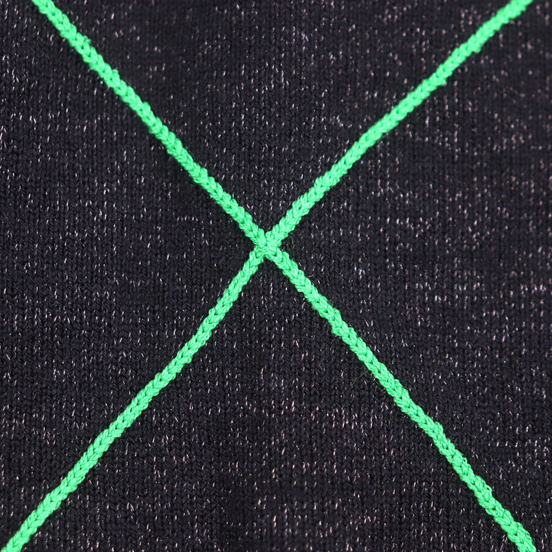 Great BOTTEGAVENETA sweater Cross-stitch V-neck knit Black green wool mens S