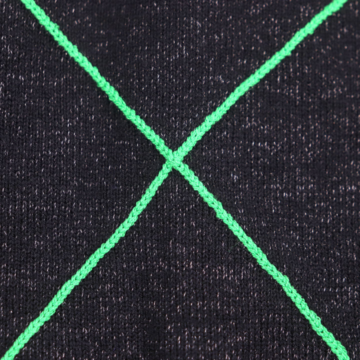 Great BOTTEGAVENETA sweater Cross-stitch V-neck knit Black green wool mens S