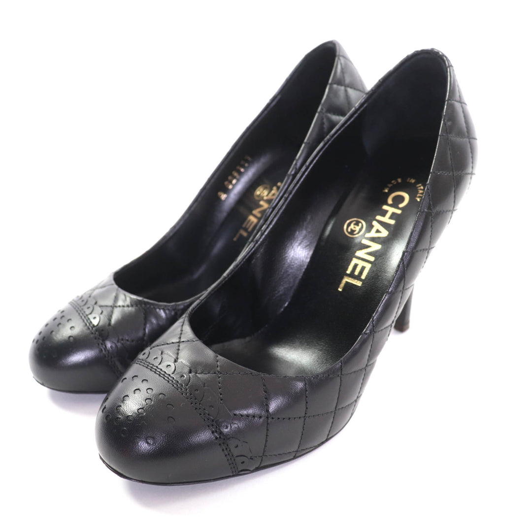 Great CHANEL pumps black leather Women 35.5 G29111