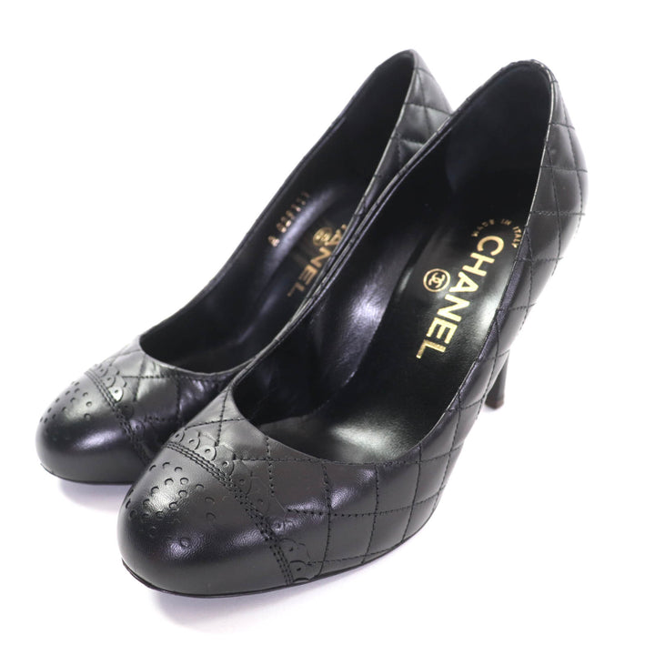 Great CHANEL pumps black leather Women 35.5 G29111