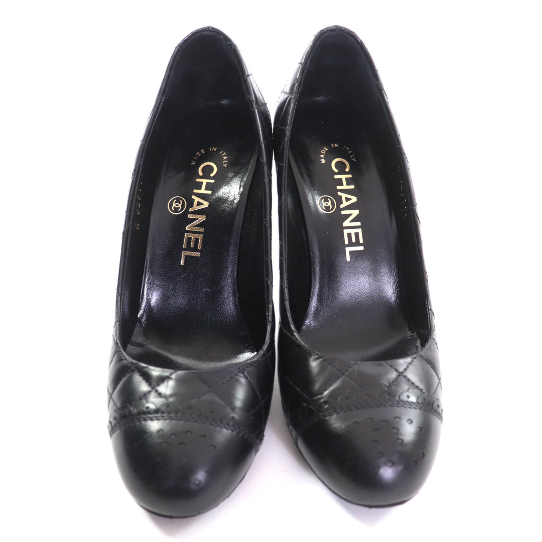 Great CHANEL pumps black leather Women 35.5 G29111