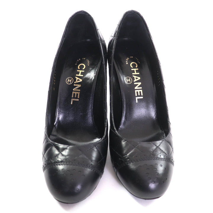 Great CHANEL pumps black leather Women 35.5 G29111
