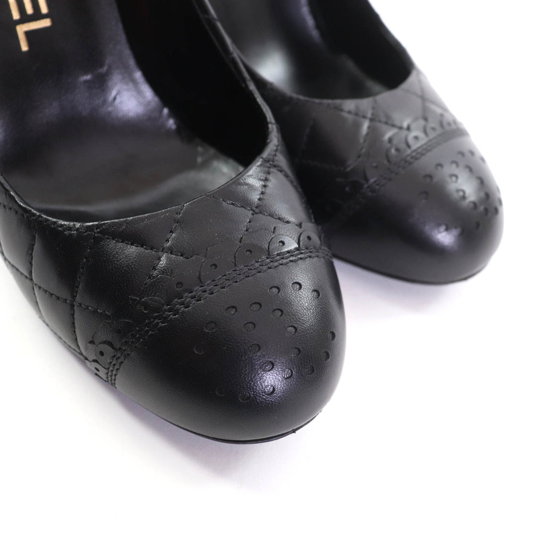 Great CHANEL pumps black leather Women 35.5 G29111