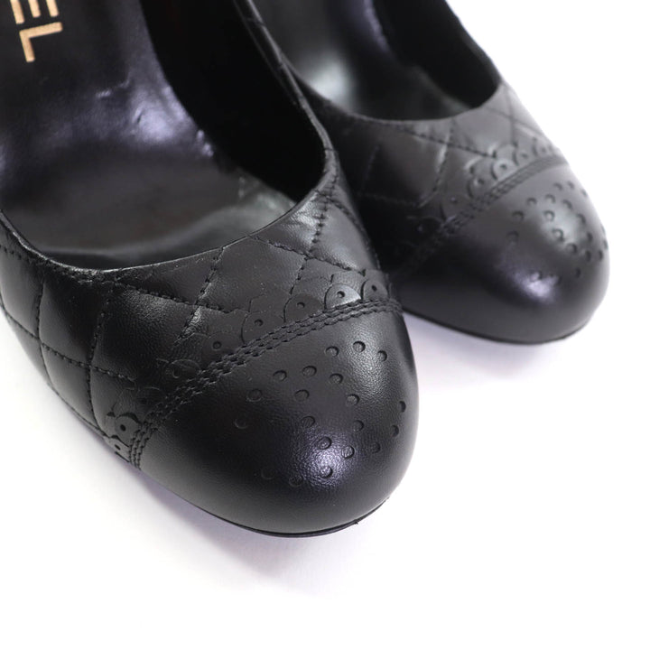 Great CHANEL pumps black leather Women 35.5 G29111