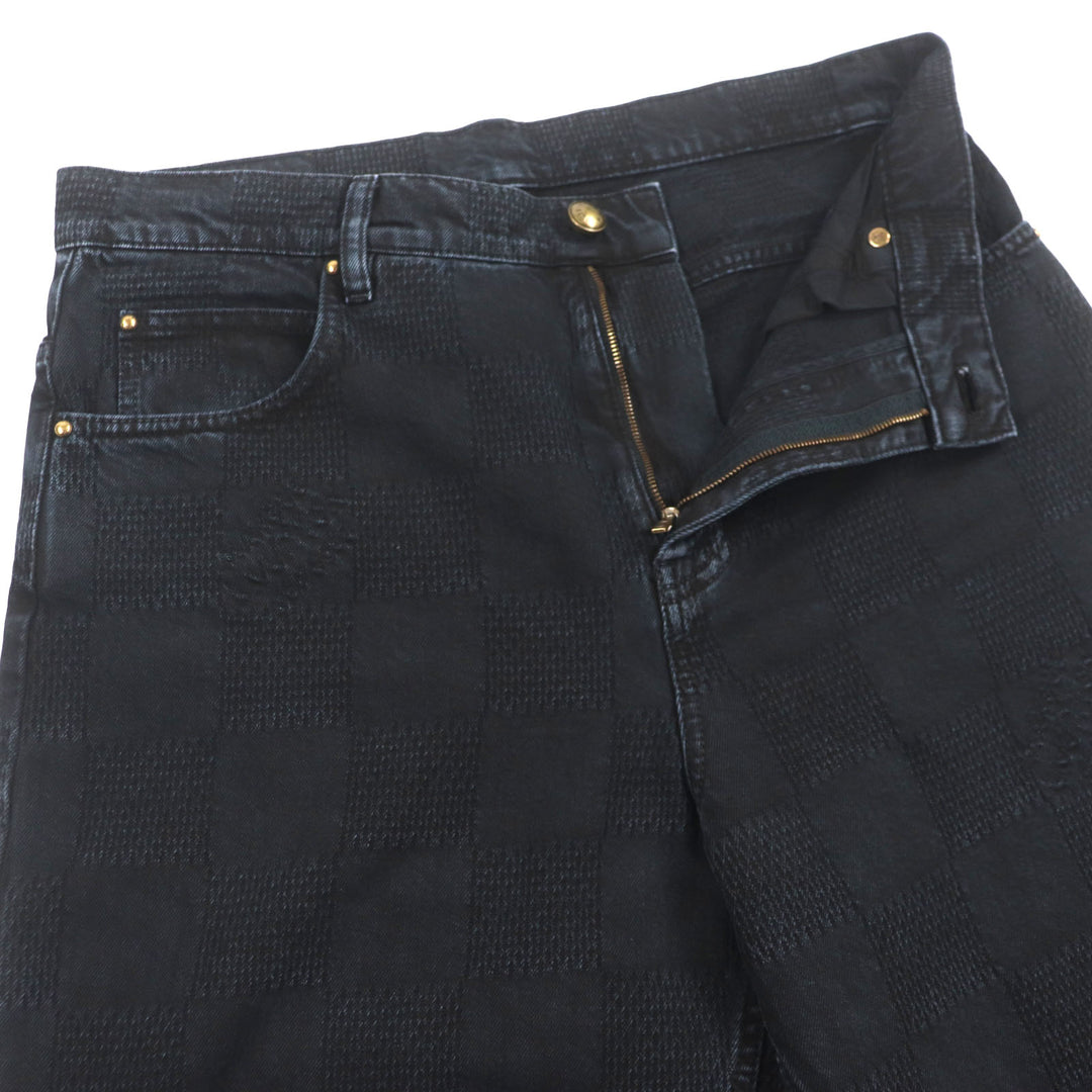 Excellent LOUIS VUITTON Denim pants Damier Workwear Cotton black 29 1AFX68