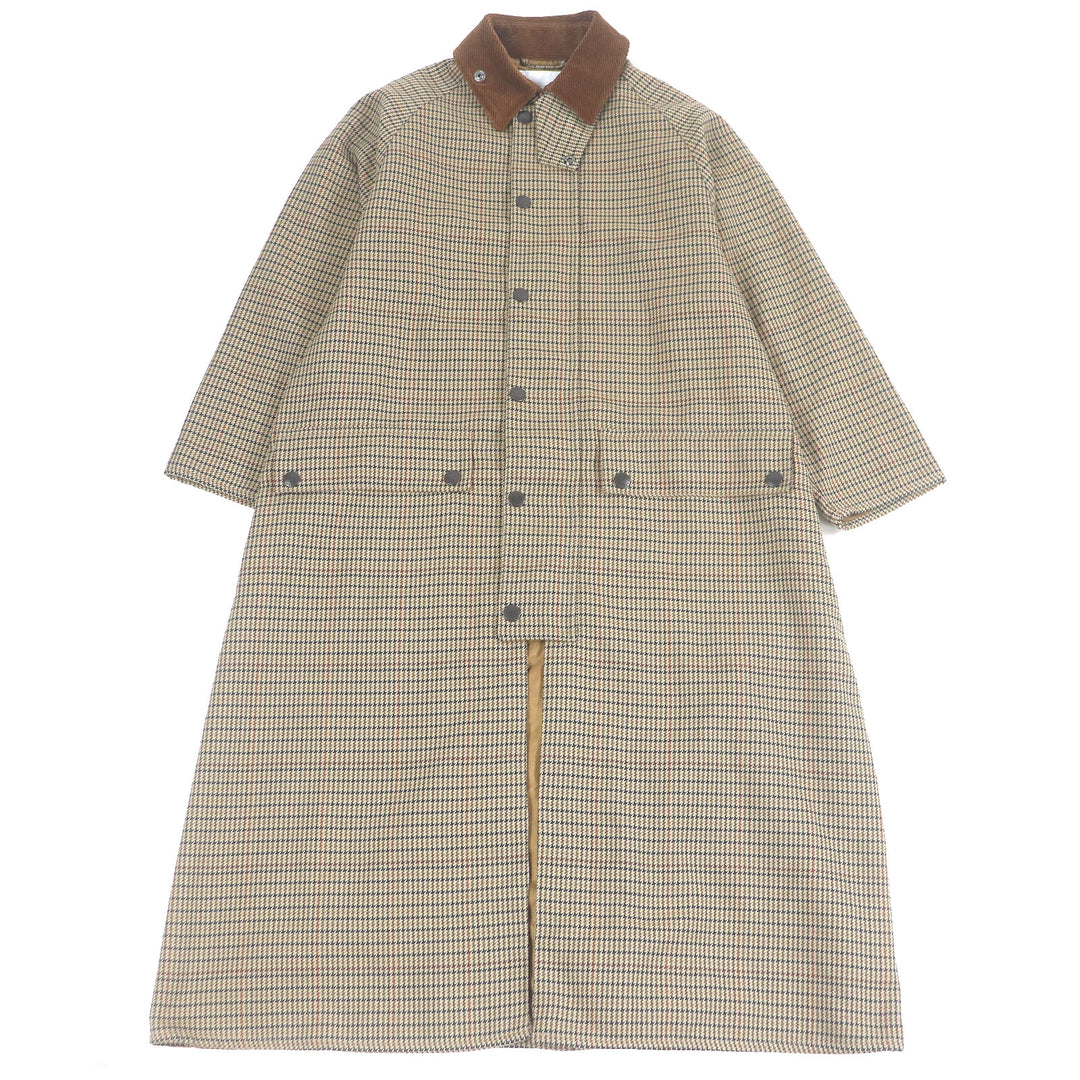 Excellent Barbour coat Glen check, corduroy collar, logo button, stand collar