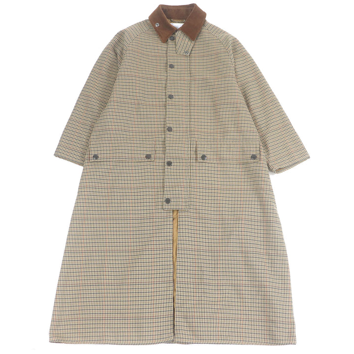 Excellent Barbour coat Glen check, corduroy collar, logo button, stand collar