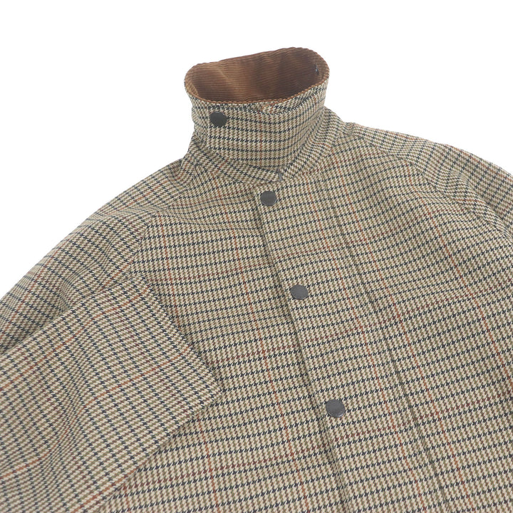 Excellent Barbour coat Glen check, corduroy collar, logo button, stand collar