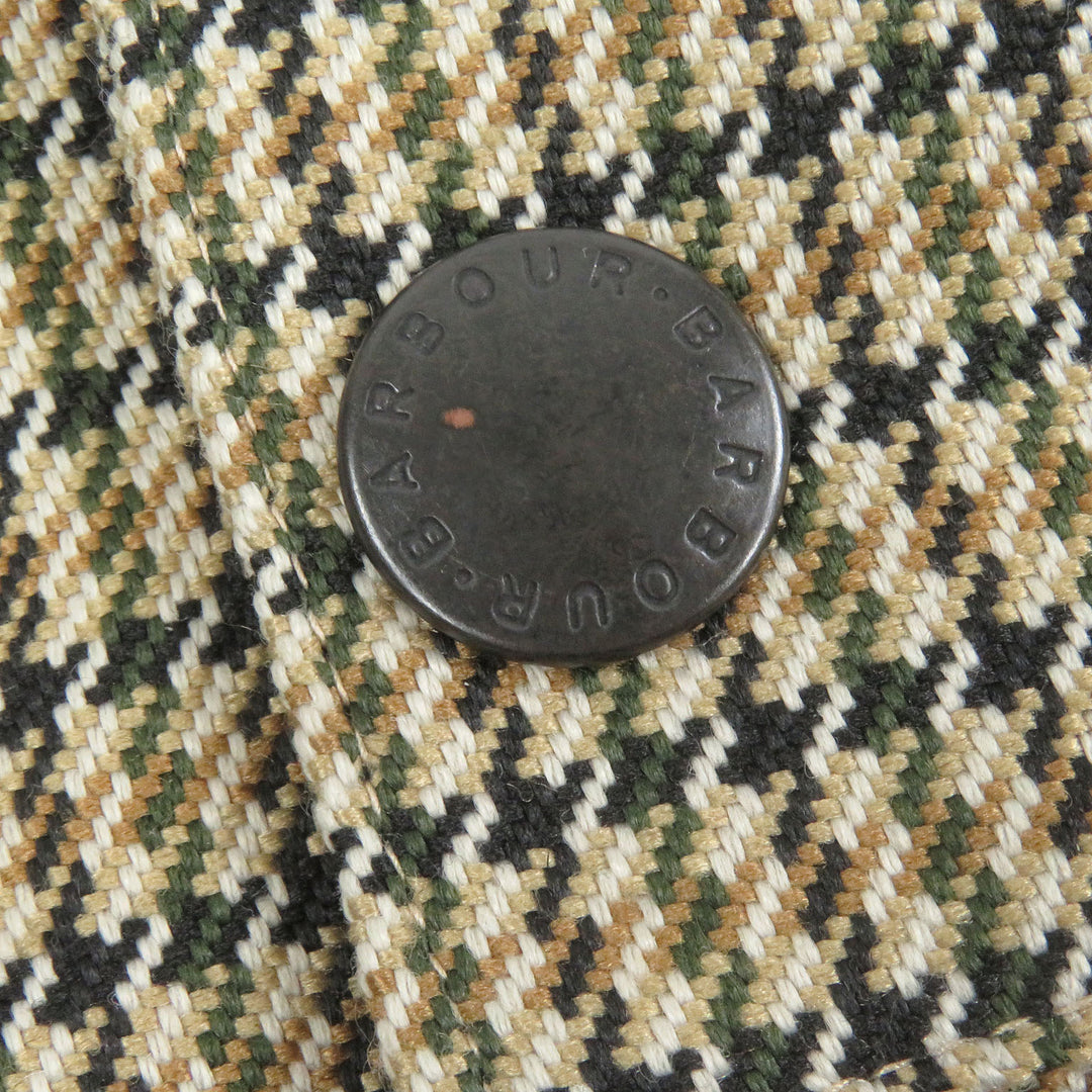 Excellent Barbour coat Glen check, corduroy collar, logo button, stand collar
