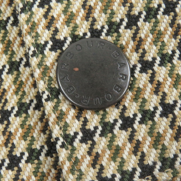 Excellent Barbour coat Glen check, corduroy collar, logo button, stand collar