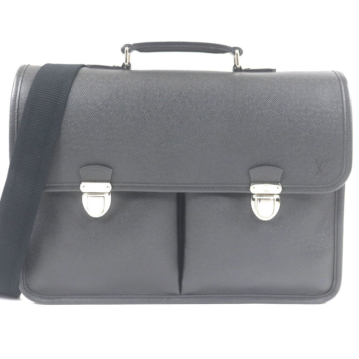 Excellent LOUIS VUITTON Shoulder Bag taiga anton LV logo embossed briefcase Aldoise M32622