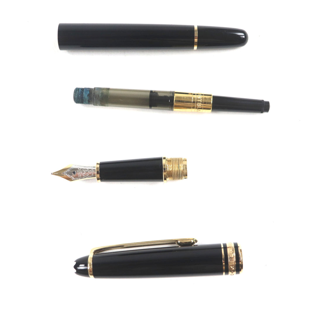Great MONTBLANC fountain pen Meisterstck Classic white star Black gold 14K mens
