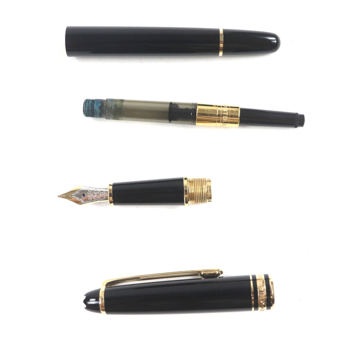 Great MONTBLANC fountain pen Meisterstck Classic white star Black gold 14K mens