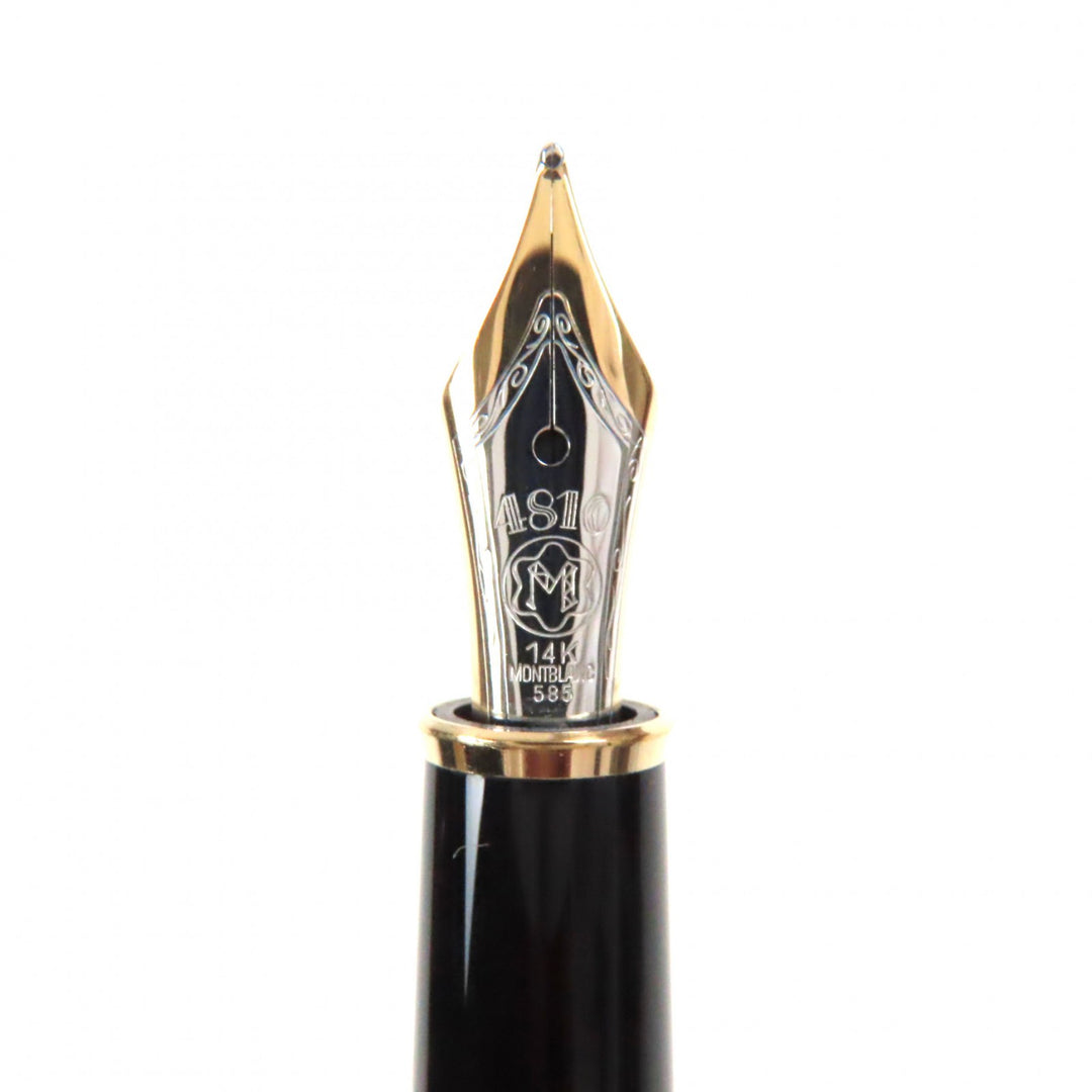 Great MONTBLANC fountain pen Meisterstck Classic white star Black gold 14K mens