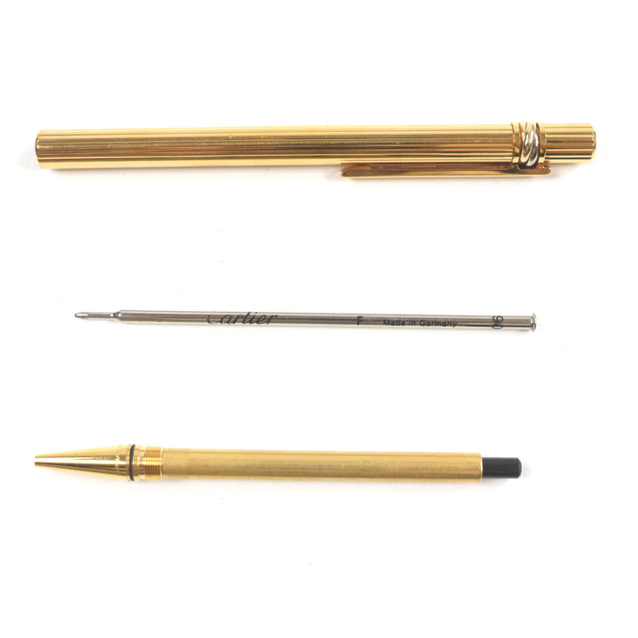 Very Good Cartier Ballpoint pen Trinity de Cartier Stripe Pattern Twist Type gold ー mens