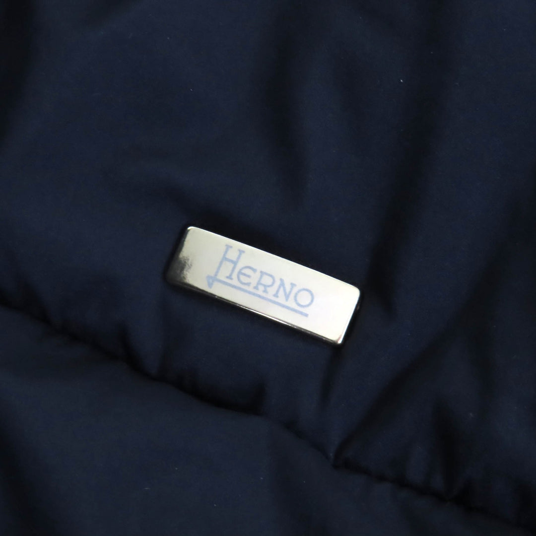 Great Herno down coat With logo stand collar wool switch zip up long Navy 40