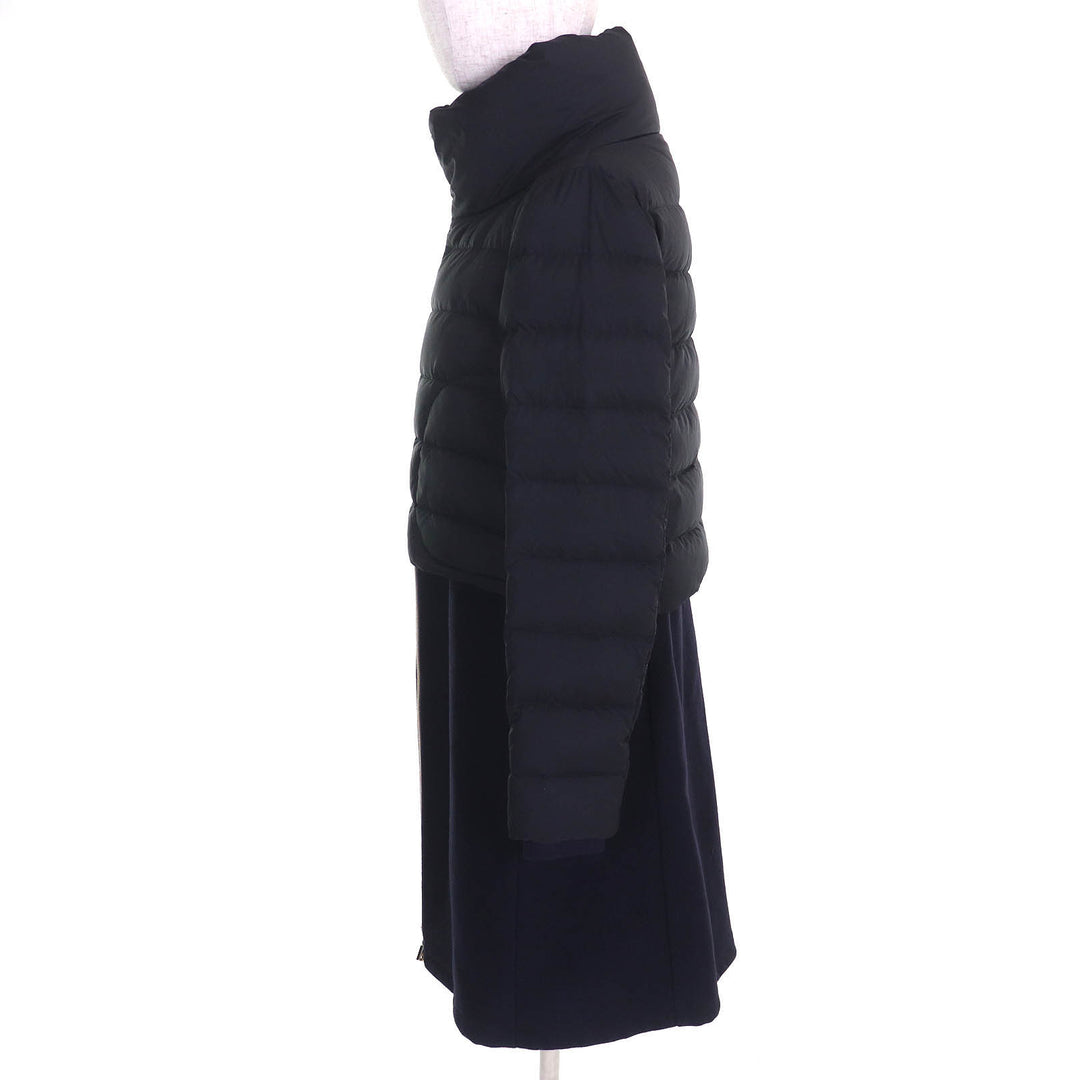 Great Herno down coat With logo stand collar wool switch zip up long Navy 40