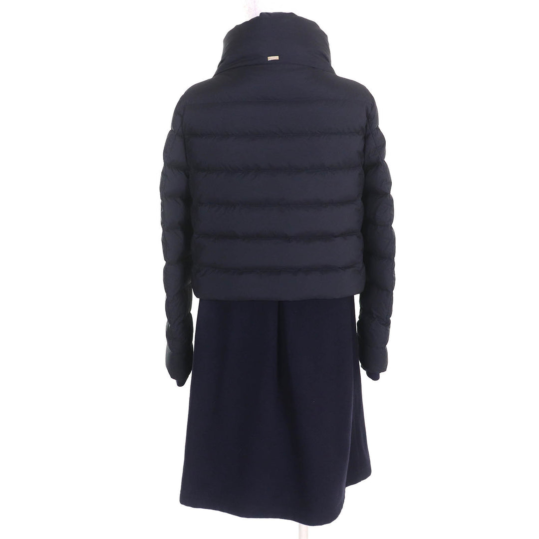 Great Herno down coat With logo stand collar wool switch zip up long Navy 40