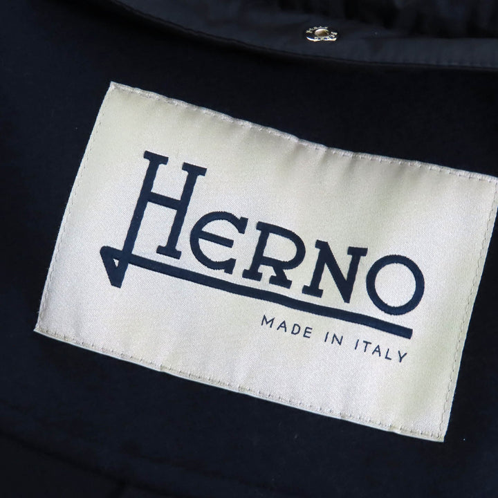 Great Herno down coat With logo stand collar wool switch zip up long Navy 40 PI1214D