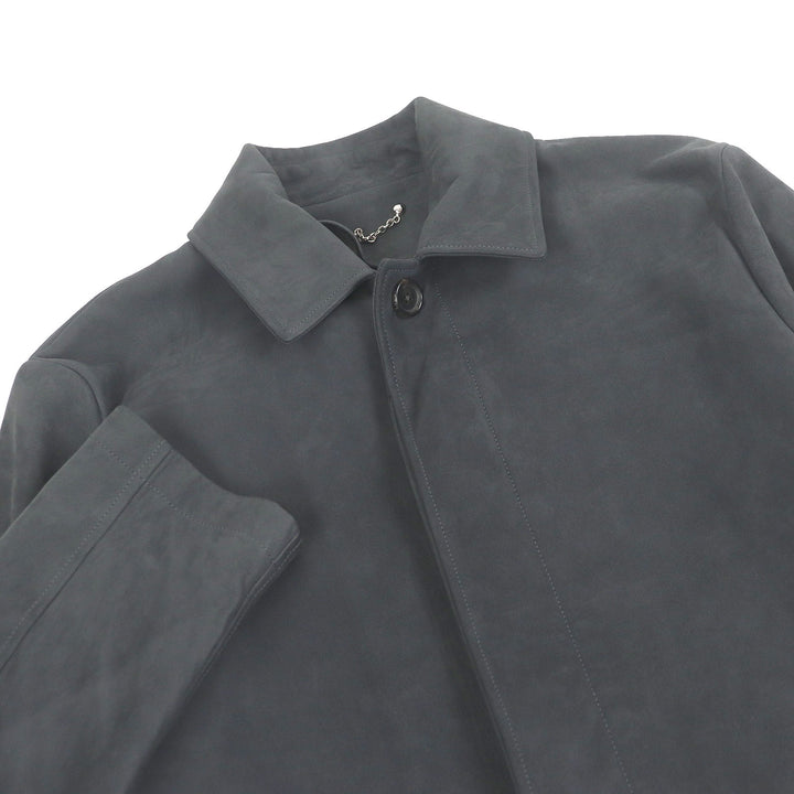 Great LOUIS VUITTON coat Fly front suede leather gray Sheep leather mens 46