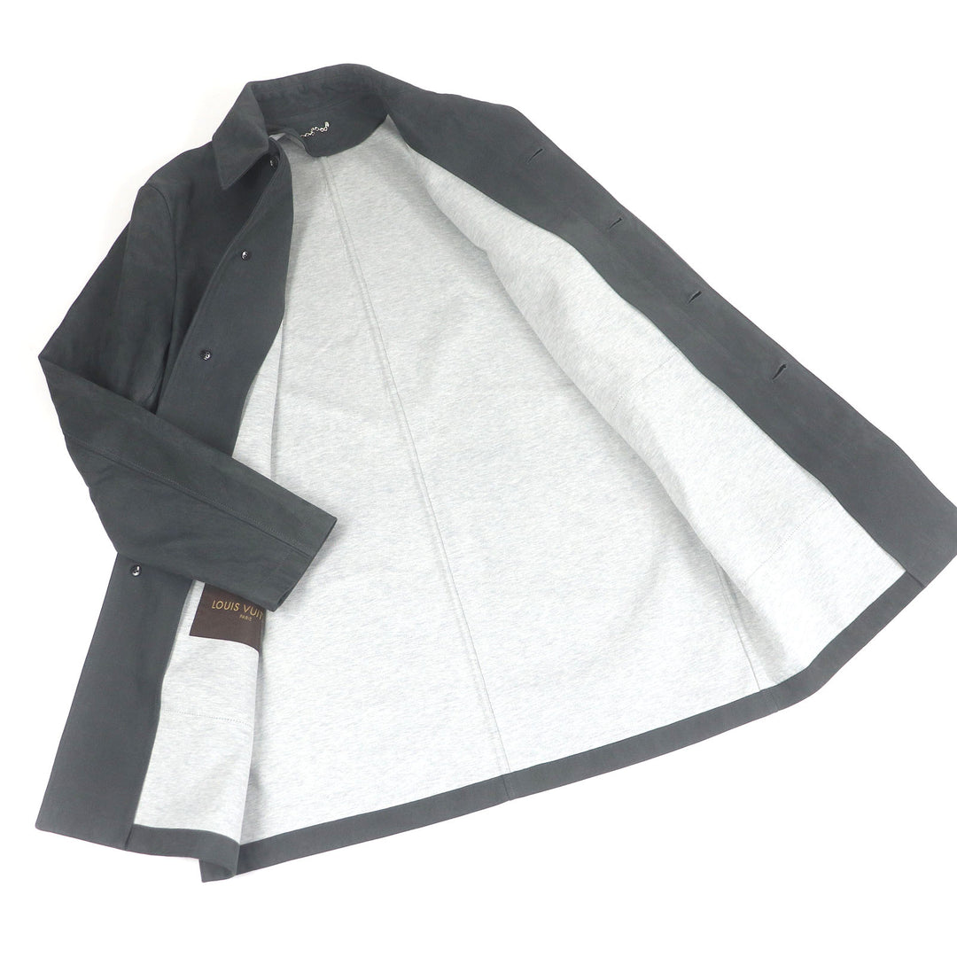 Great LOUIS VUITTON coat Fly front suede leather gray Sheep leather mens 46