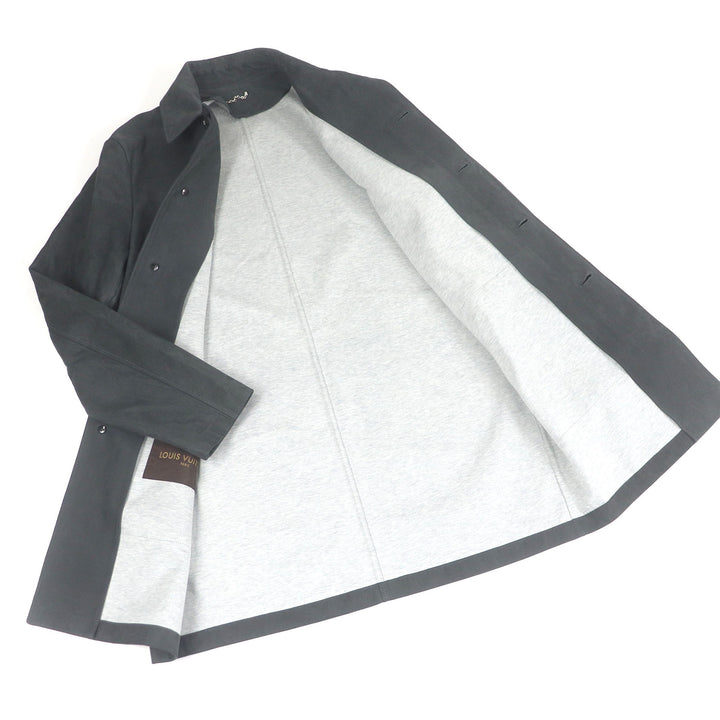 Great LOUIS VUITTON coat Fly front suede leather gray Sheep leather mens 46