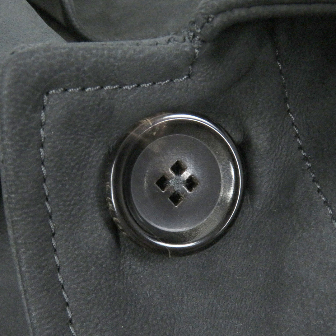 Great LOUIS VUITTON coat Fly front suede leather gray Sheep leather mens 46