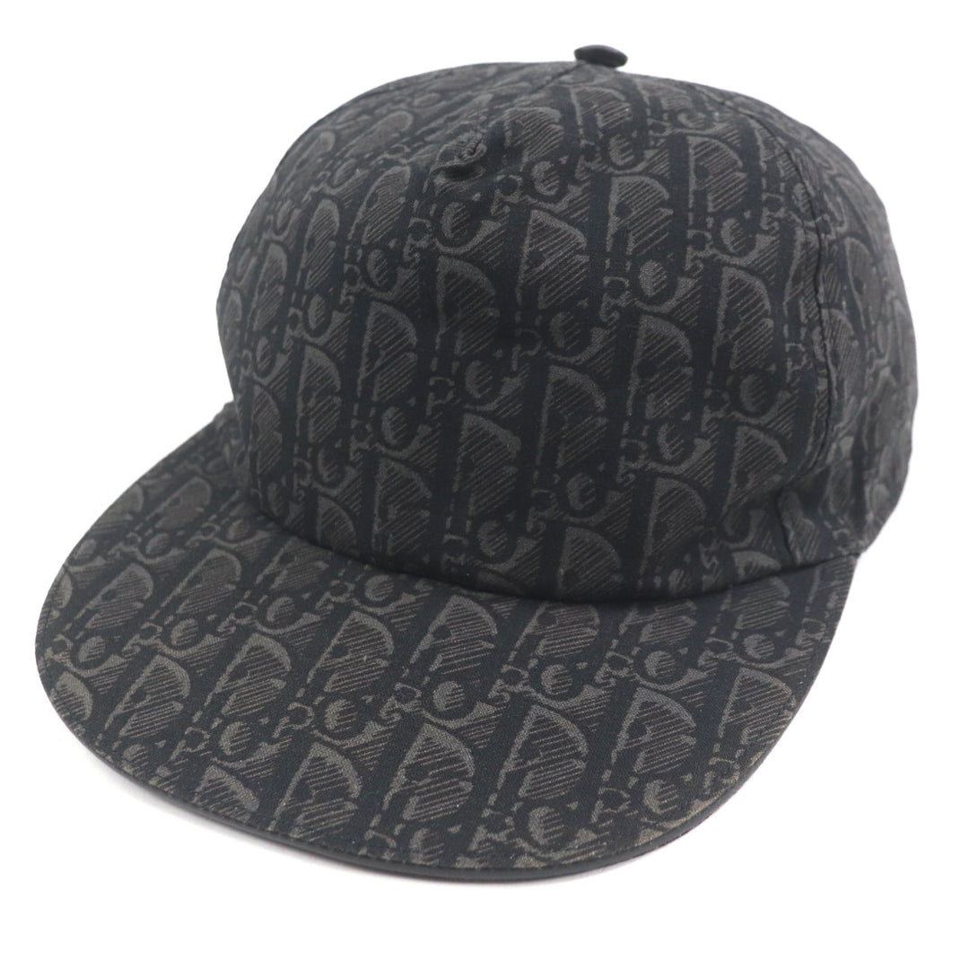 Great DIOR cap Oblique Leather Baseball Hat Dark gray cotton mens L 933C902H4835