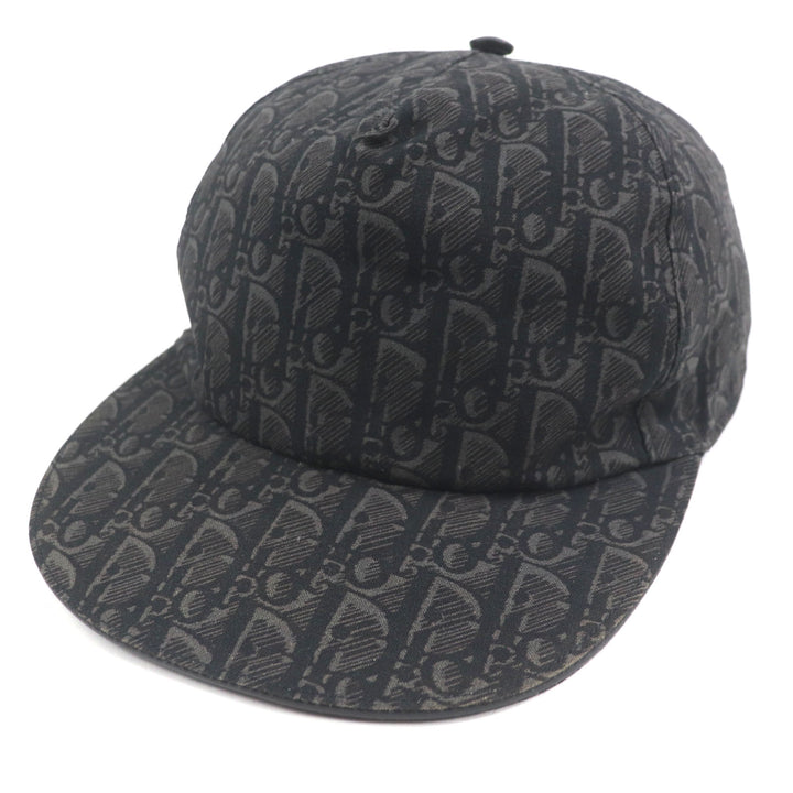 Great DIOR cap Oblique Leather Baseball Hat Dark gray cotton mens L 933C902H4835