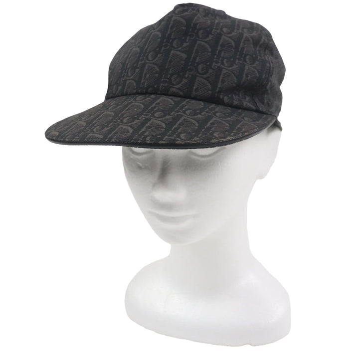 Great DIOR cap Oblique Leather Baseball Hat Dark gray cotton mens L 933C902H4835