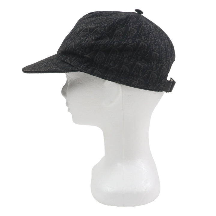Great DIOR cap Oblique Leather Baseball Hat Dark gray cotton mens L 933C902H4835