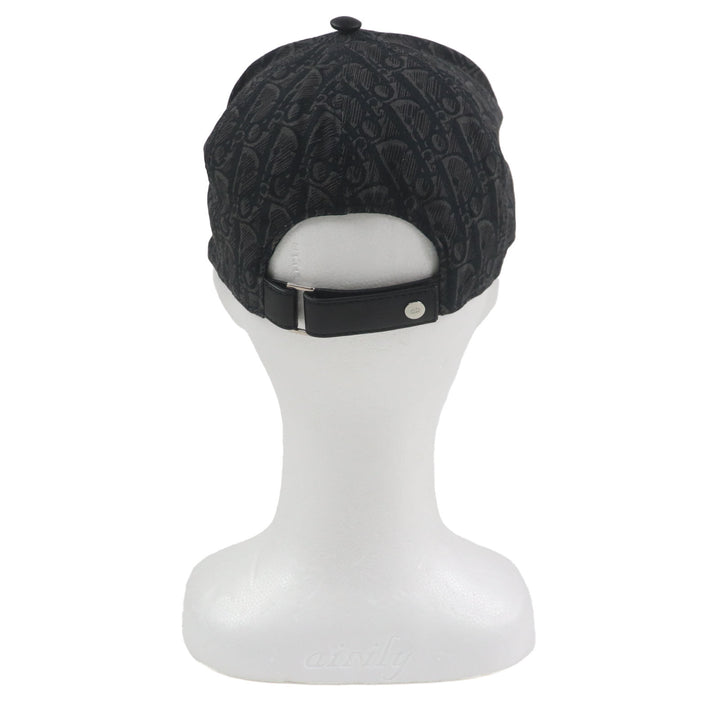 Great DIOR cap Oblique Leather Baseball Hat Dark gray cotton mens L 933C902H4835