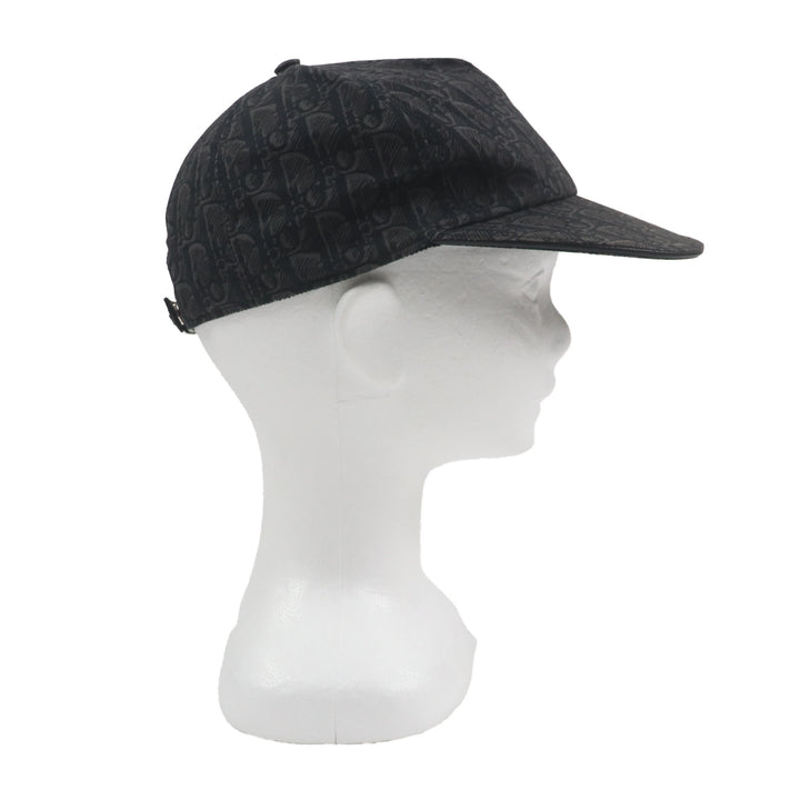 Great DIOR cap Oblique Leather Baseball Hat Dark gray cotton mens L 933C902H4835