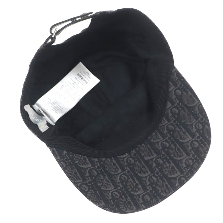 Great DIOR cap Oblique Leather Baseball Hat Dark gray cotton mens L 933C902H4835