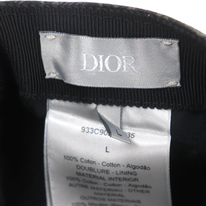 Great DIOR cap Oblique Leather Baseball Hat Dark gray cotton mens L 933C902H4835