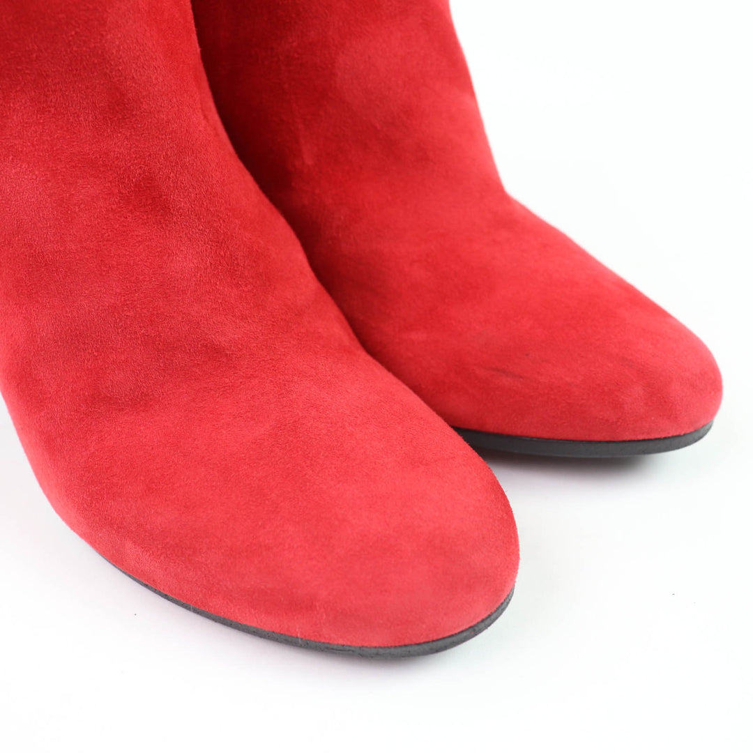 Great HERMES short boots JOUEUSE Kelly Metal Suede Leather Red Suede leather 37.5