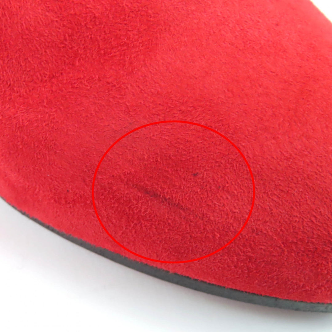 Great HERMES short boots JOUEUSE Kelly Metal Suede Leather Red Suede leather 37.5