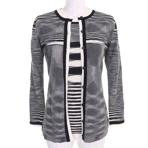 Excellent Missoni ensemble Multi-border knit cardigan short sleeve top black