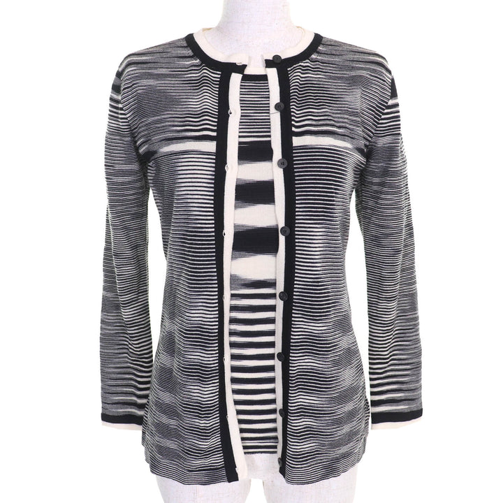 Excellent Missoni ensemble Multi-border knit cardigan short sleeve top black