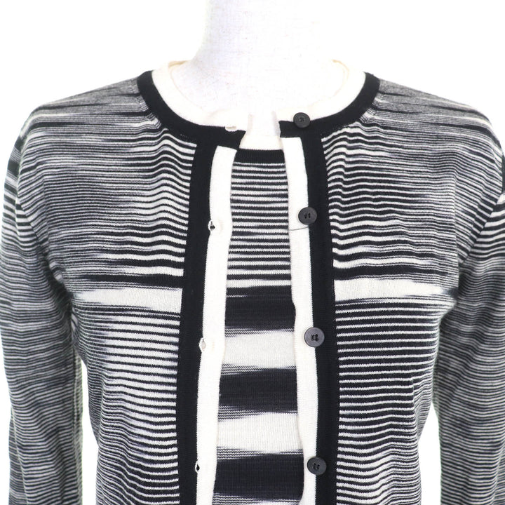 Excellent Missoni ensemble Multi-border knit cardigan short sleeve top black