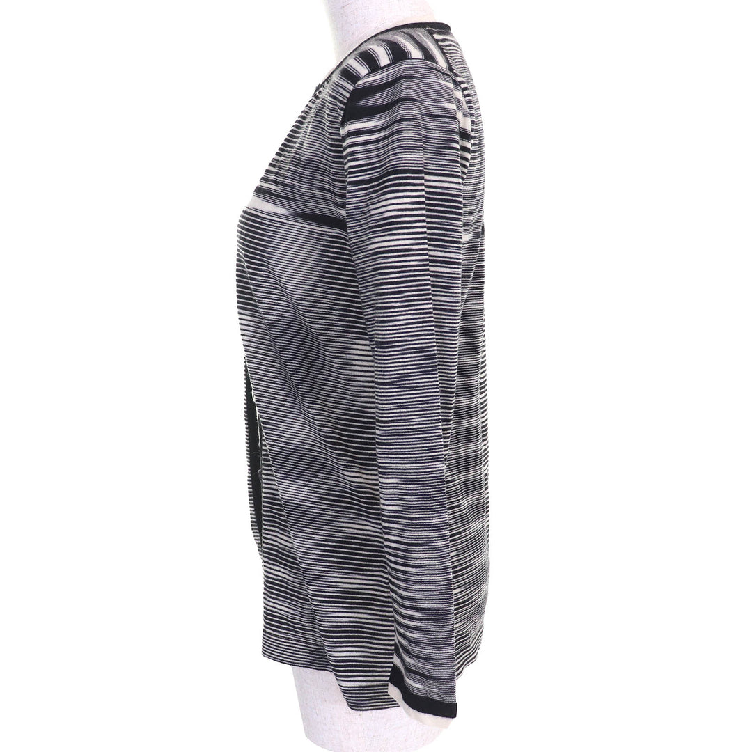Excellent Missoni ensemble Multi-border knit cardigan short sleeve top Black White wool