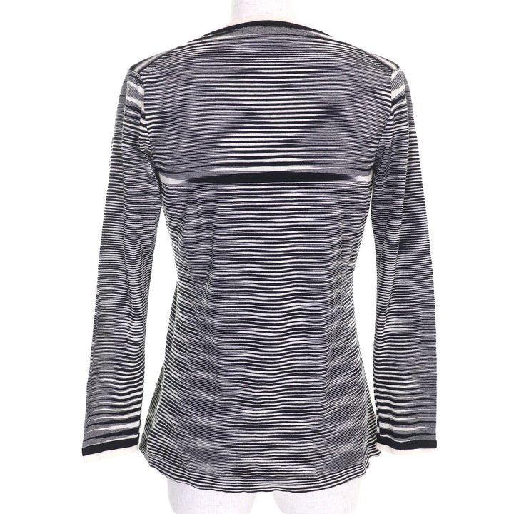 Excellent Missoni ensemble Multi-border knit cardigan short sleeve top black